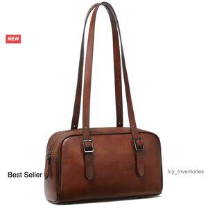 Genuine Leather Shoulder Bag with Adjustable Straps, Hobo Clutch
